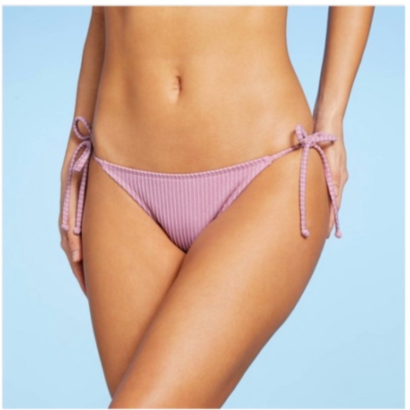 NWT $38 Xhilaration‎ Metallic Ribbed Cinched Bikini Top + Bottom [ XS ] - Picture 3 of 16